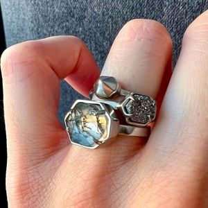 Kendra Scott Set of 3 Gunmetal rings